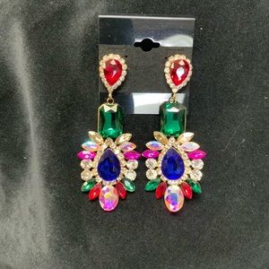 Rhinestone Pageant Earrings NWOT